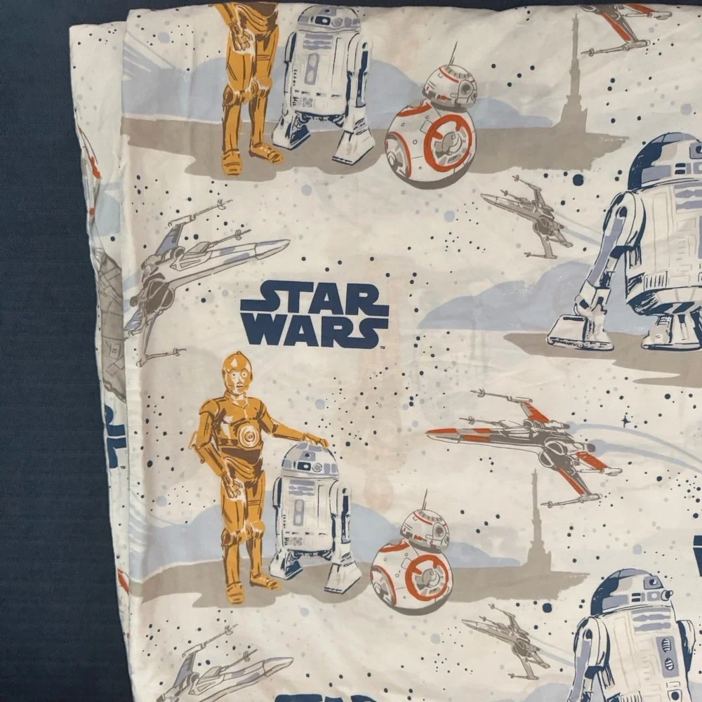 Pottery Barn Kids Star Wars Twin Size Duvet Cover Droid Millennium Falcon CP3O